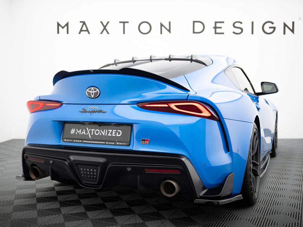 Maxton Design rear diffuser fitted to a blue Toyota Supra